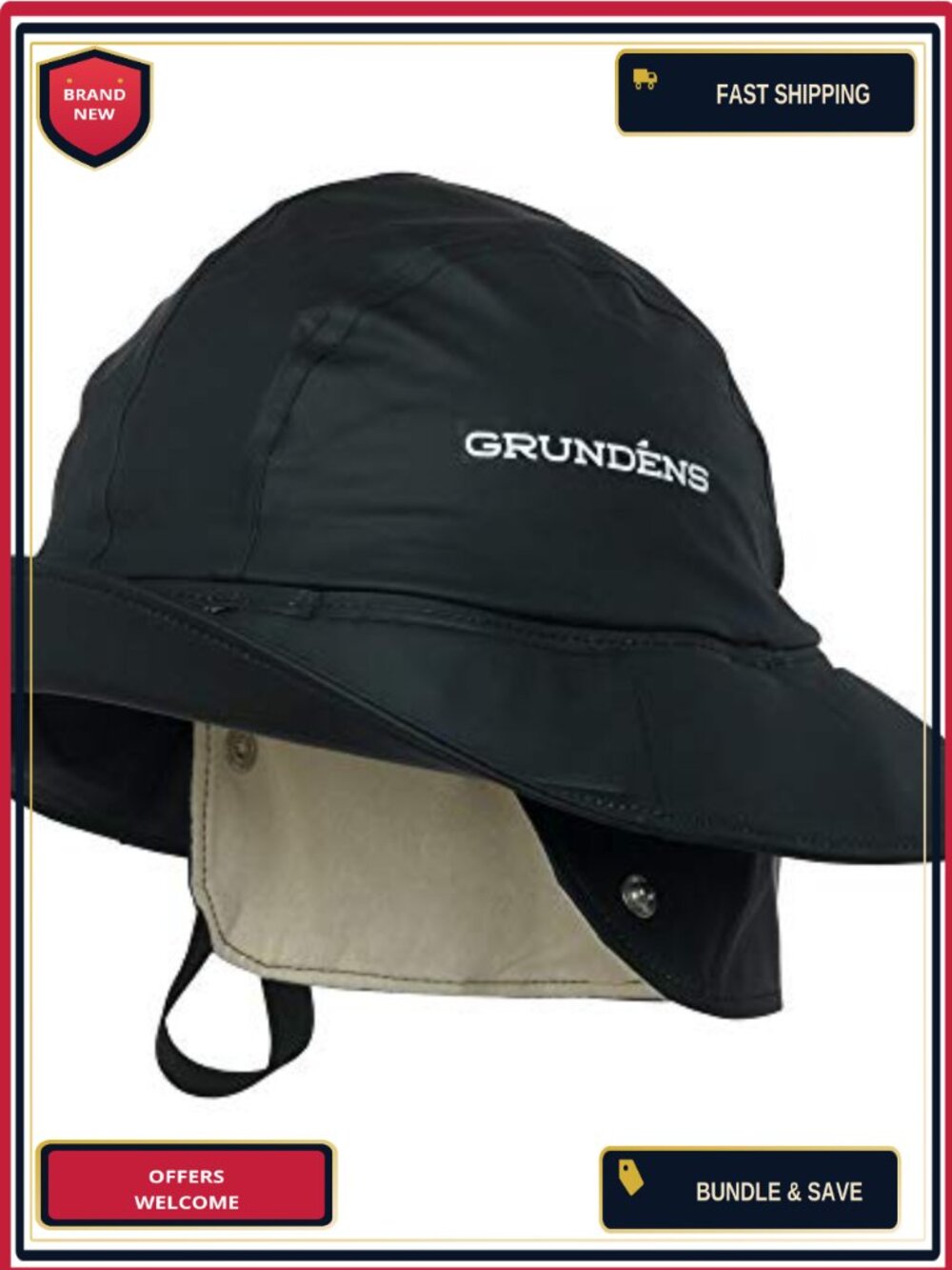 Waterproof Sun Hat Wide Brim Neck Protection Adjustable Chin Strap